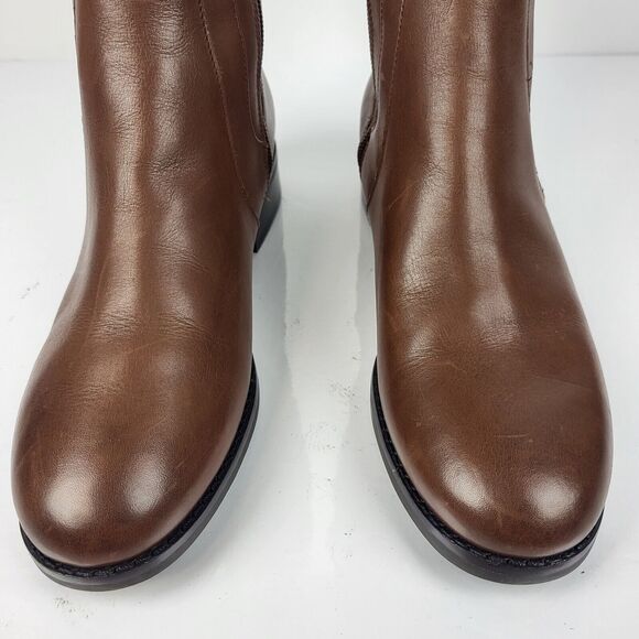 Cole Haan Noelle Riding Boots Brown Leather Side Zip Knee high 7.5B - Picture 12 of 16